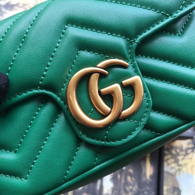 Gucci女包 476433 古馳GG Marmont迷你鏈條包 復古金色五金 Gucci全皮小號女包  gqy1150